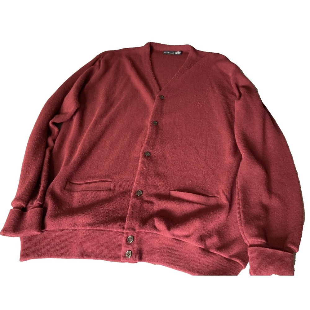 Classic Men's Burgundy V-Neck Cardigan
